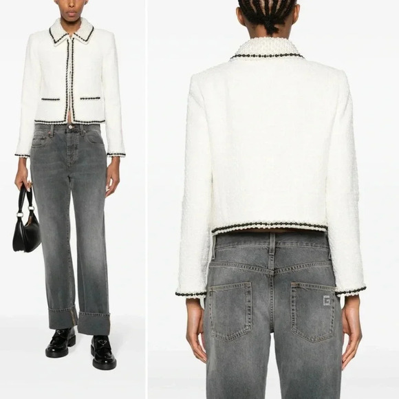 Alice + Olivia Kidman Pearl Cropped Jacket Size Large - Picture 4 of 11